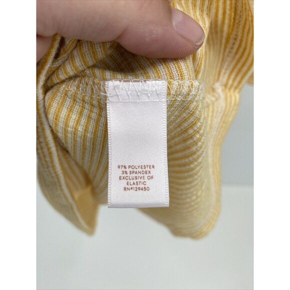 LC Lauren Conrad Women's Striped Round Neck Ruffle Sleeve Stretch Blouse Top PXS - Picture 4 of 7